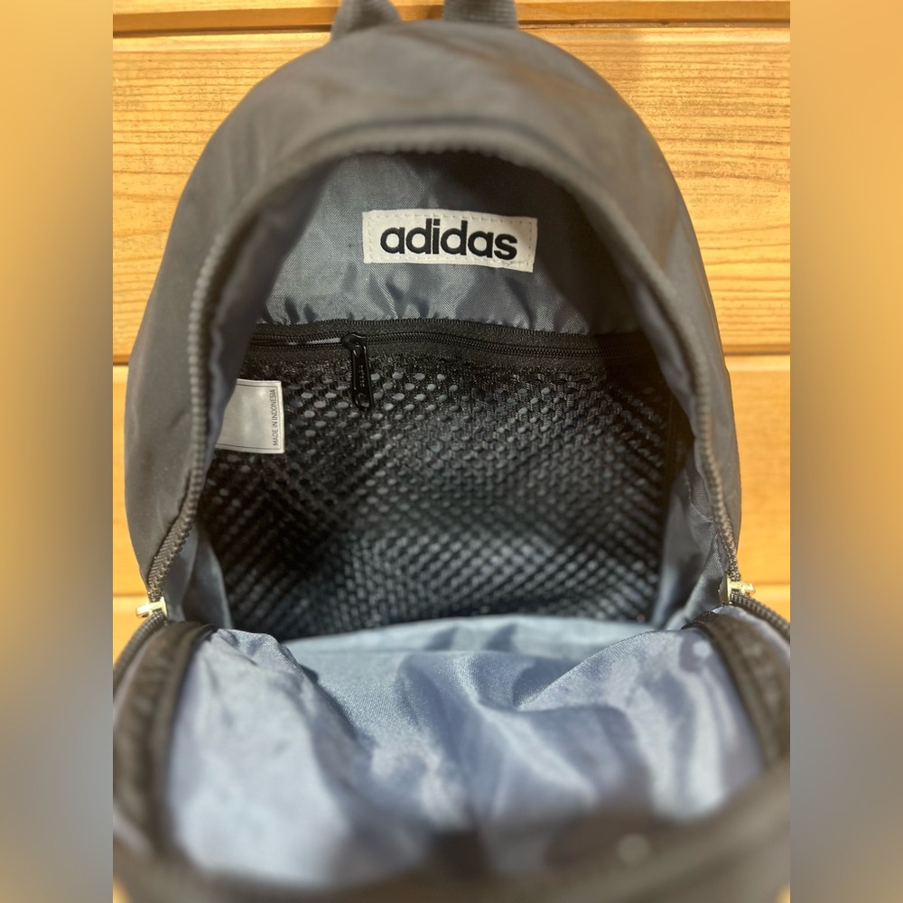 Adidas Quilted Mini Backpack – Black with Brushed Brass Zippers | Everyday Use - Picture 5 of 8
